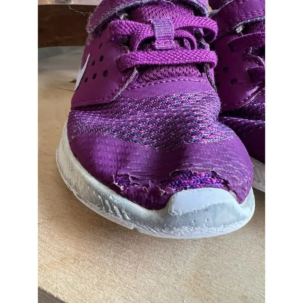 NIKE Downshifter Sneakers Shoes Low-Top Purple White Little Kids Girls Size 10 C